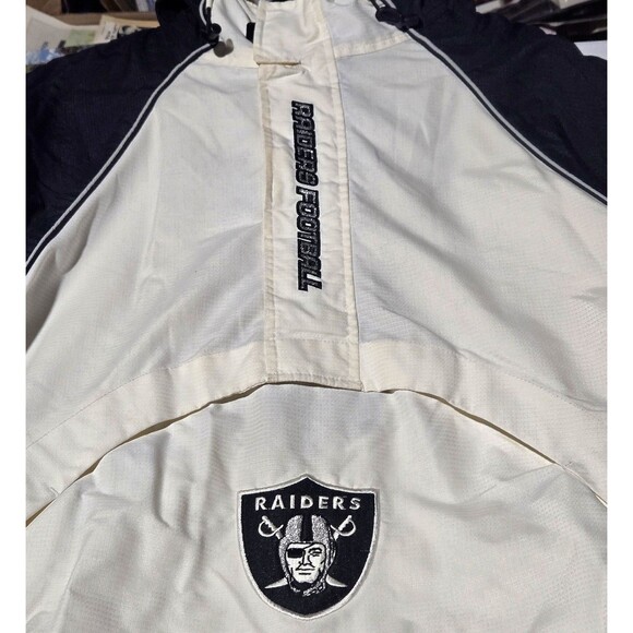 VTG Reebok Oakland Raiders On Field NFL Team Apparel Jacket Mens Size L 1/4 Zip - Picture 4 of 16